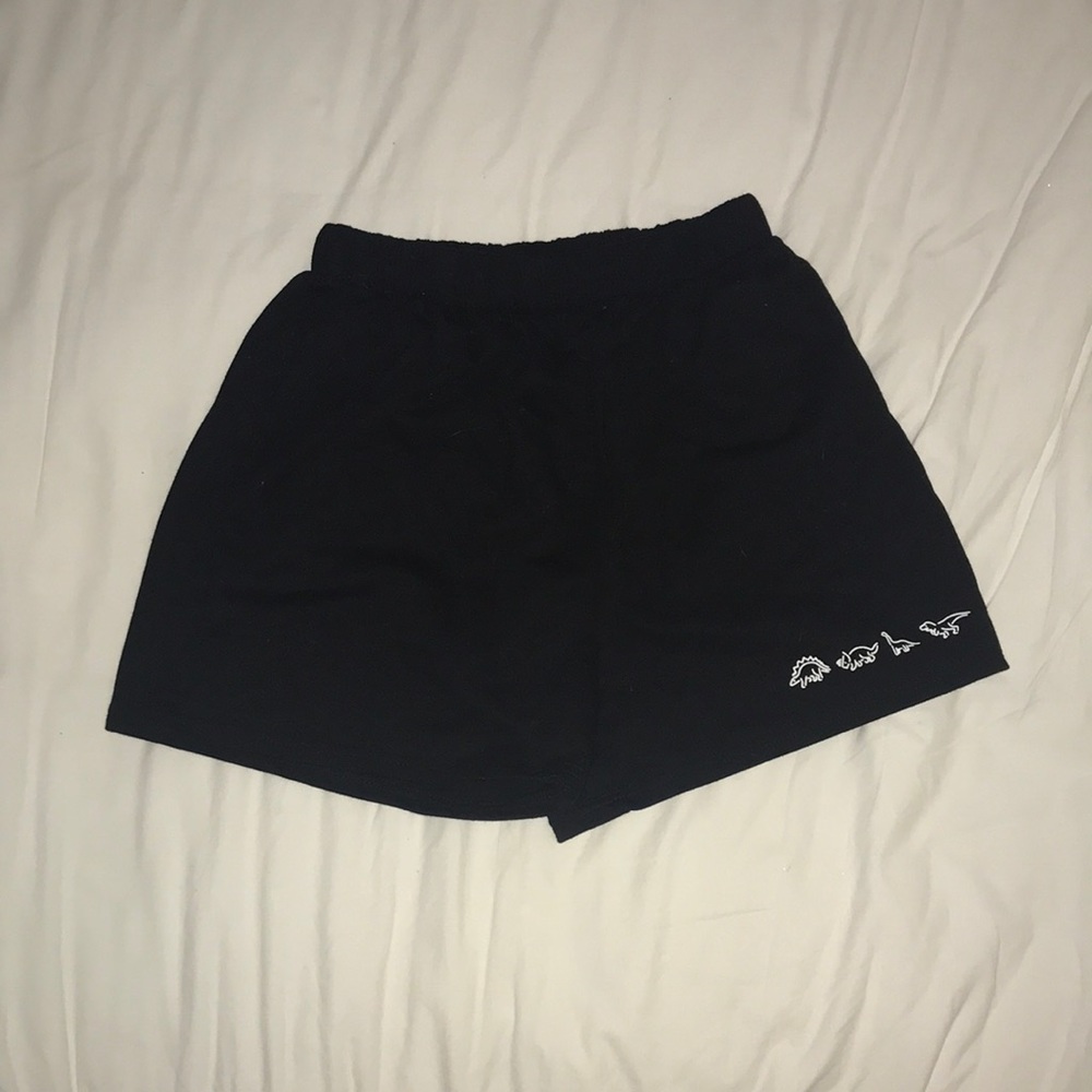 Black sweatpants dinosaur shorts